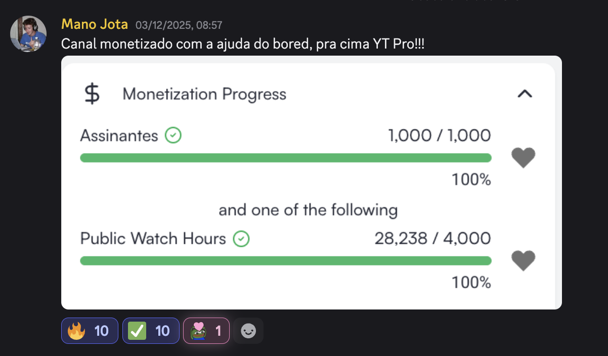 Mano Jota - Canal monetizado com 28k+ horas assistidas