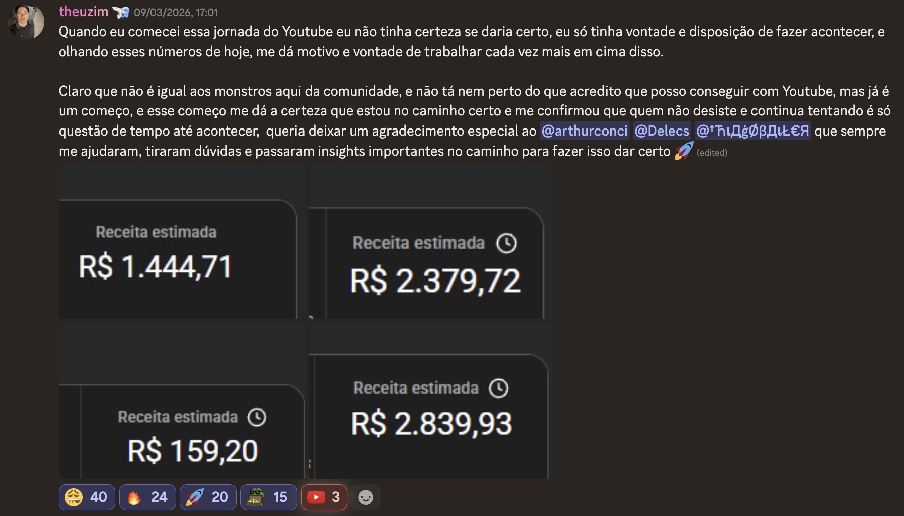 Theuzim - Receitas de R$2000+ em múltiplos canais